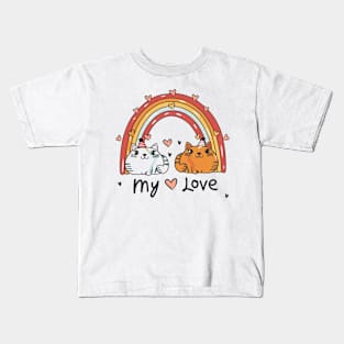 My Rainbow Cat is My Valentine Kids T-Shirt